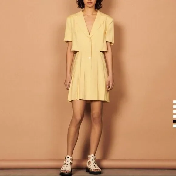 NWT Sandro Jaun Citron Mini Yellow Dress Size XS - Picture 4 of 15